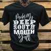 Southern Chics Pardon my Deep South Mouth Y&#39;all Canvas Girlie V-Neck Bright T Shirt