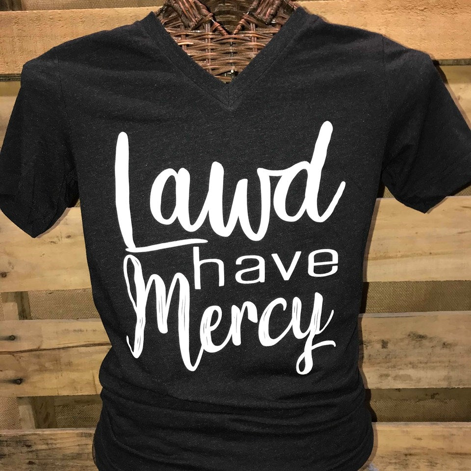 Southern Chics Apparel Lawd Have Mercy V-Neck Canvas Girlie Bright T Shirt