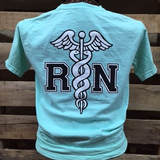 Southern Chics RN Registered Nurse Nurses Comfort Colors Chalky Mint Girlie Bright T Shirt - SimplyCuteTees