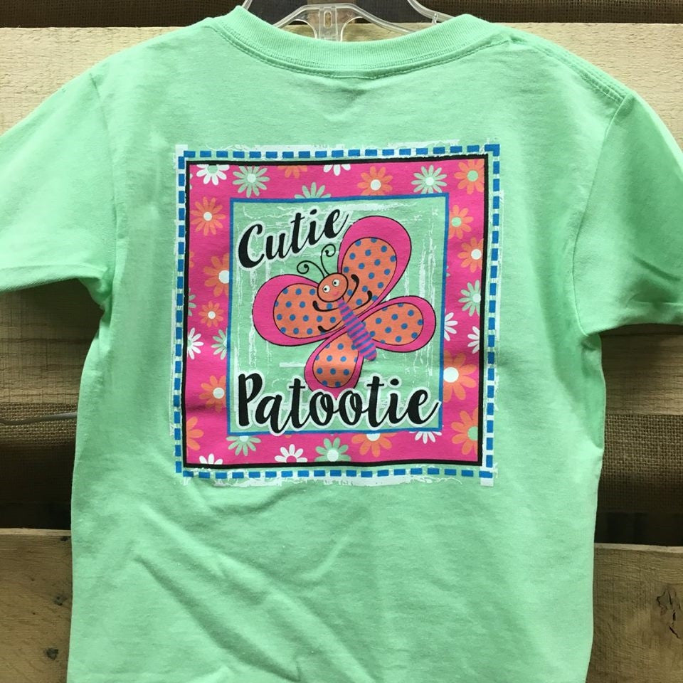 Southern Chics Funny Cutie Patootie Butterfly Toddler Youth Bright T Shirt