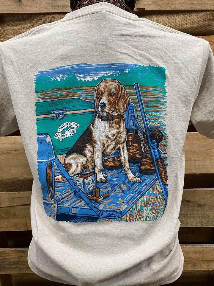 Backwoods Born & Raised Beagle Dog on a Tailgate Comfort Colors Unisex T Shirt