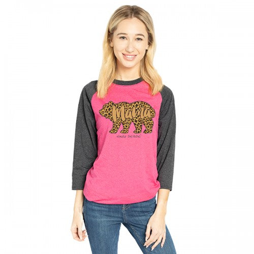 SALE Simply Faithful By Simply Southern Mama Bear Leopard Long Sleeve T-Shirt