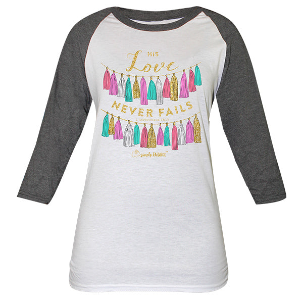 SALE Simply Faithful By Simply Southern His Love Never Fails Long Sleeve T-Shirt