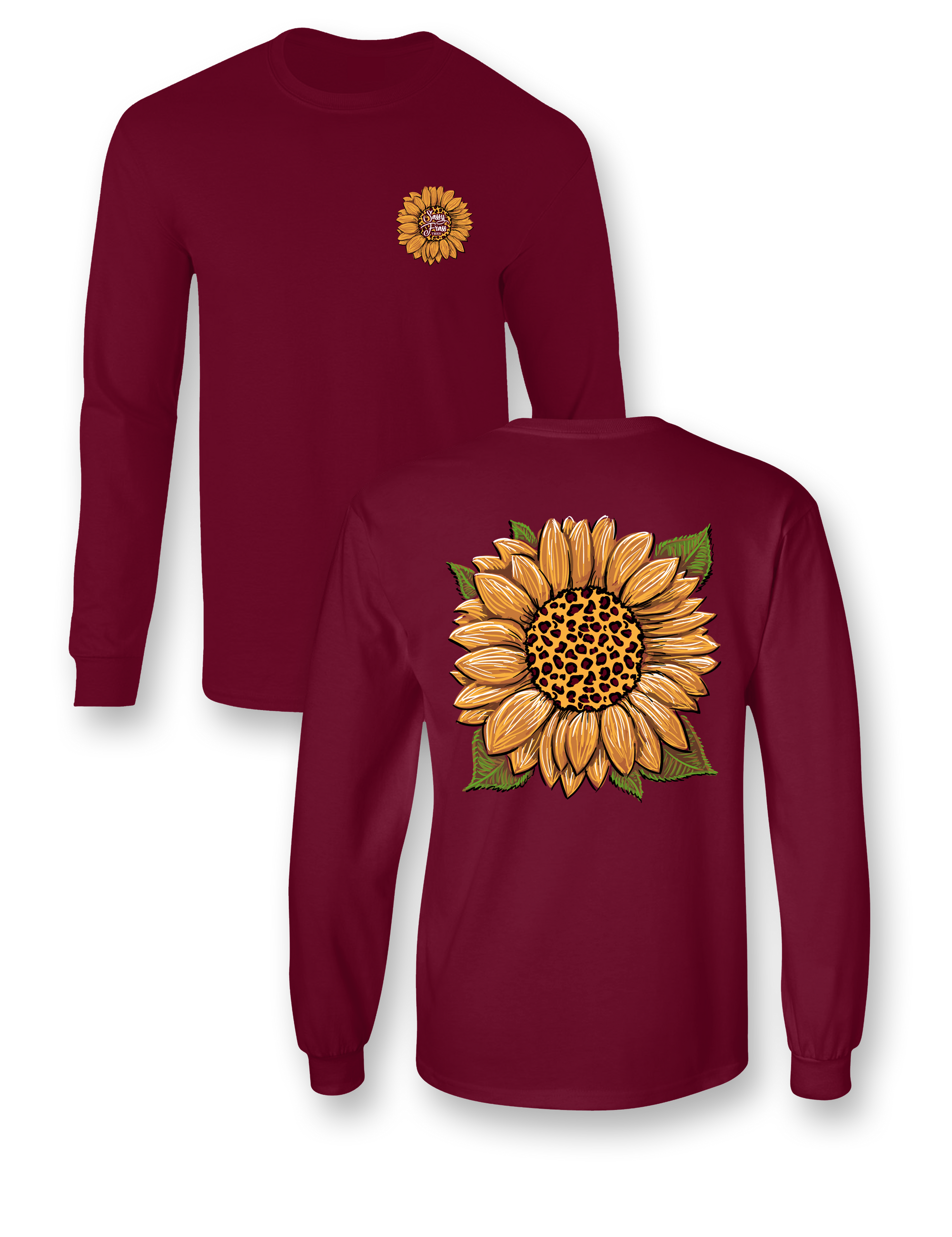 SALE Sassy Frass Leopard Sunflower Long Sleeve T-Shirt