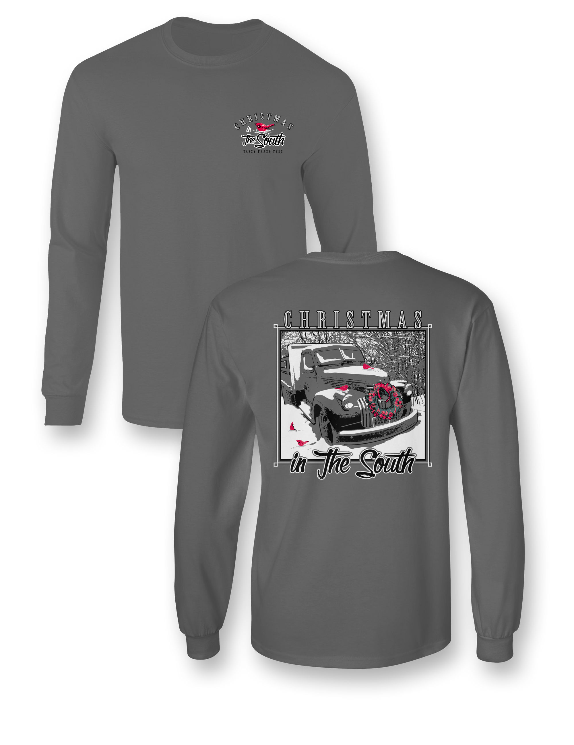 Sassy Frass Christmas in the South Long Sleeve Comfort Colors Bright Girlie T Shirt