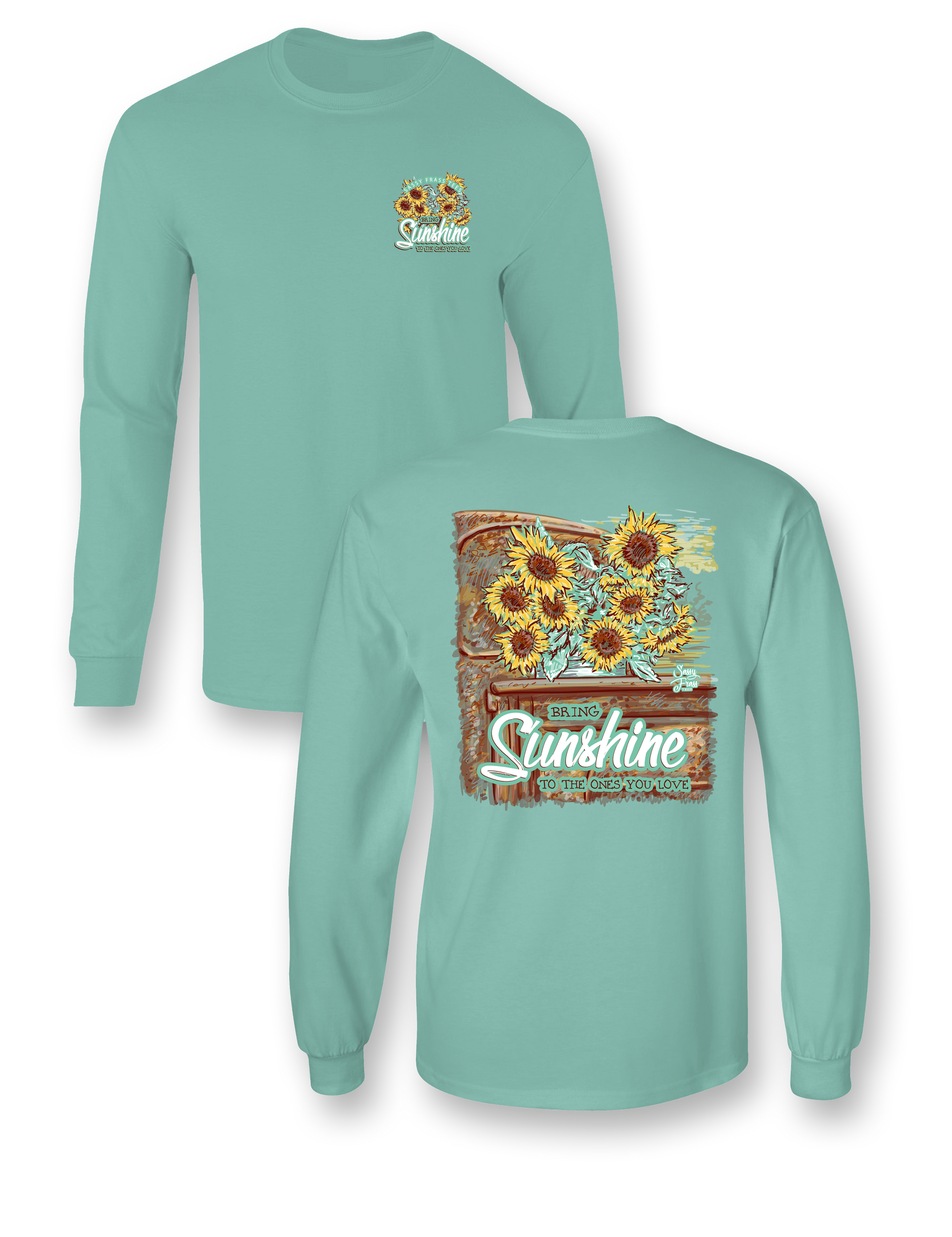 SALE Sassy Frass Sunflower Truck Comfort Colors Long Sleeve T-Shirt