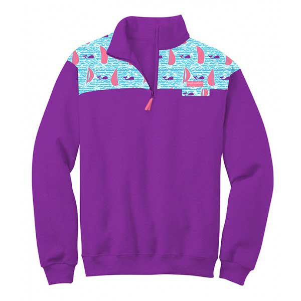 SALE Simply Southern Pullover Plum Boat Pattern Long Sleeve Sweatshirt Jacket Sweater