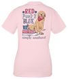 Simply Southern Preppy USA Red Paws &amp; Blue T-Shirt