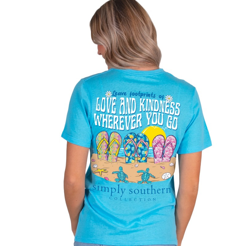 SALE Simply Southern Footprints Love &amp; Kindness Soft T-Shirt