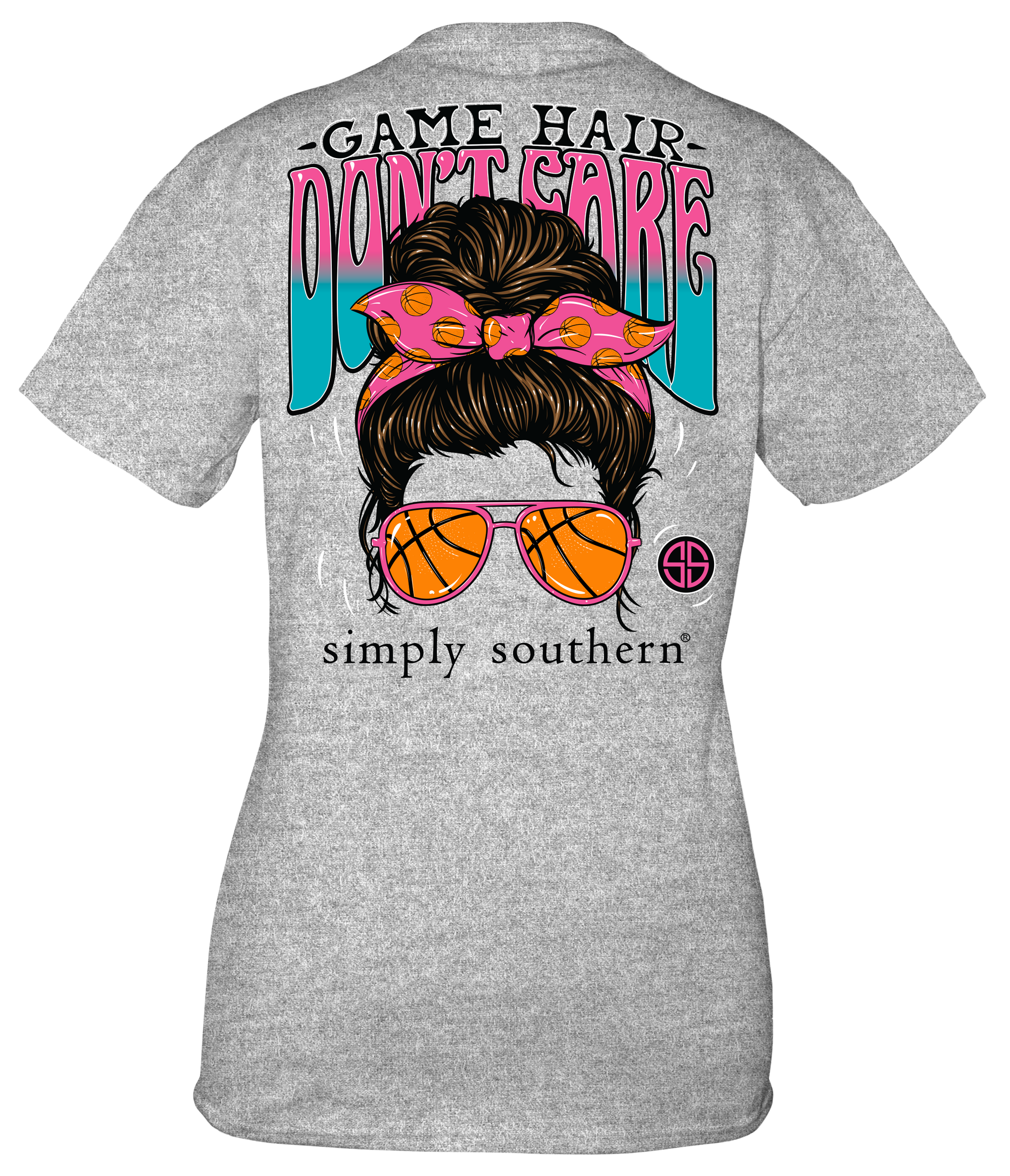 Simply Southern Game Hair Don&#39;t Care Basketball T-Shirt