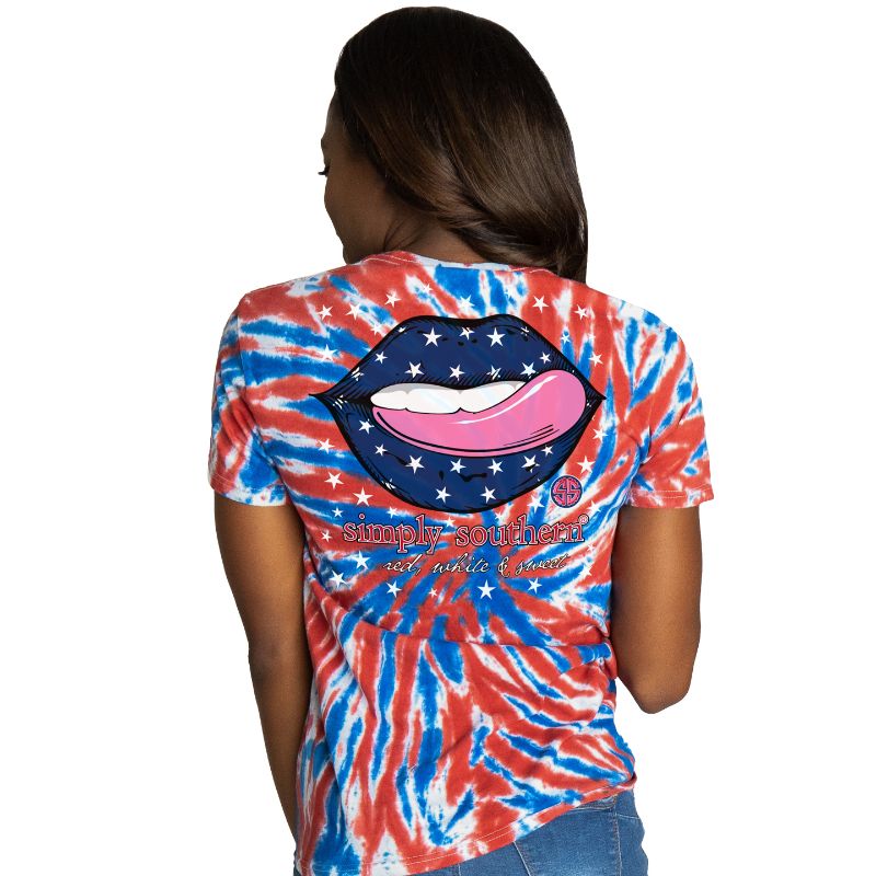 SALE Simply Southern Preppy USA Lips Tie Dye T-Shirt