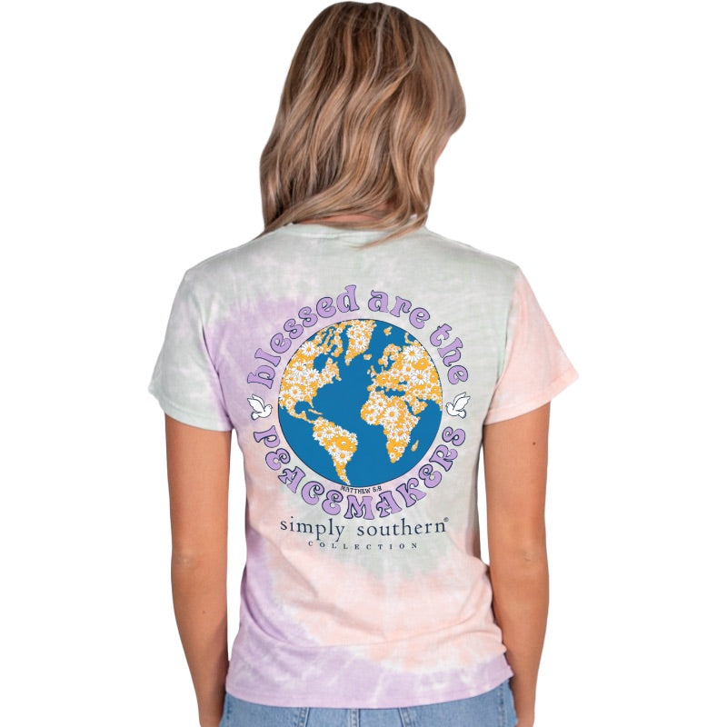 SALE Simply Southern Blessed Peacemakers Tie Dye T-Shirt