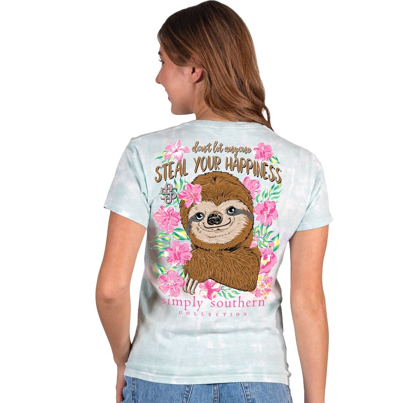 Simply Southern Steal Your Happiness Sloth Tie Dye T-Shirt