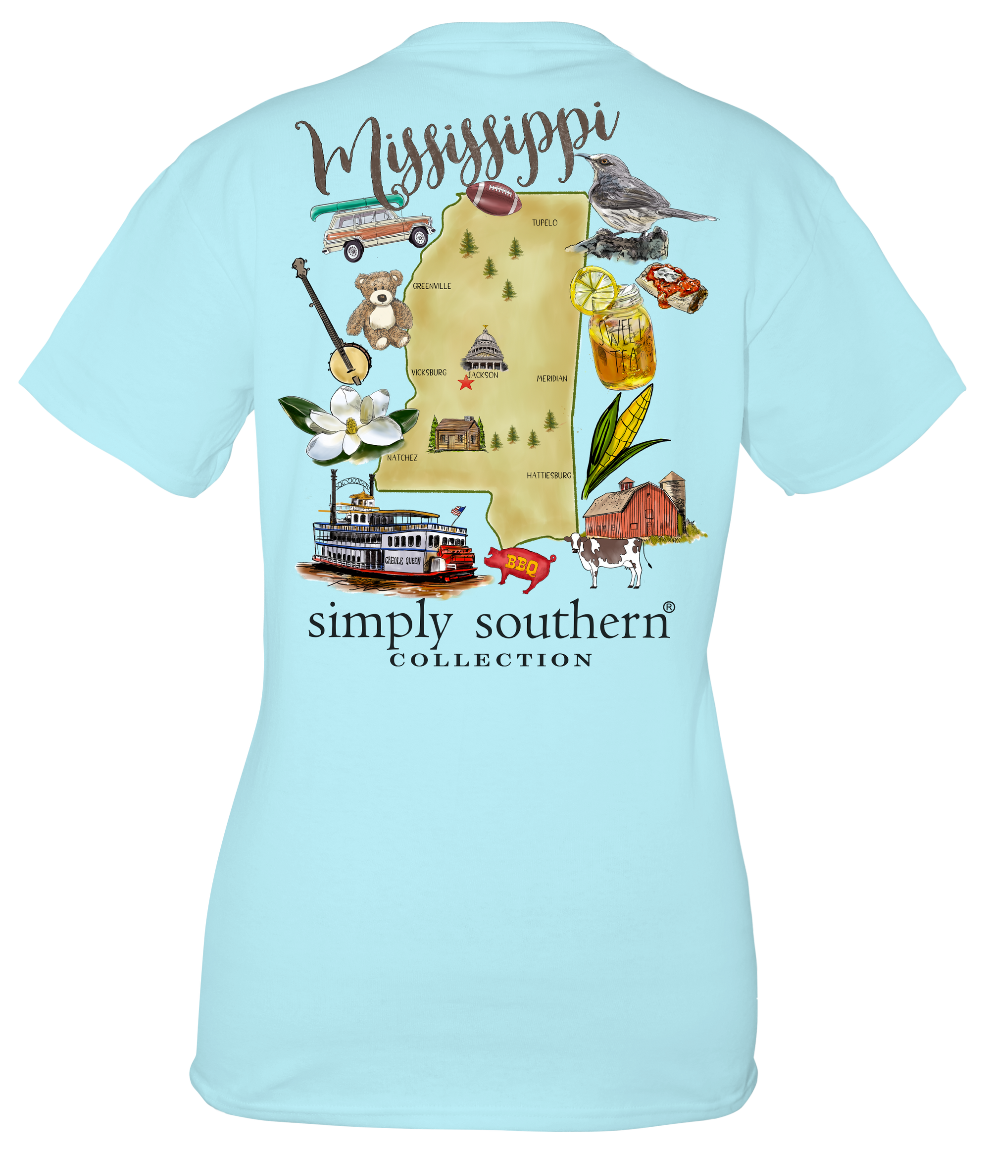 Simply Southern Preppy Mississippi Ice Blue T-Shirt
