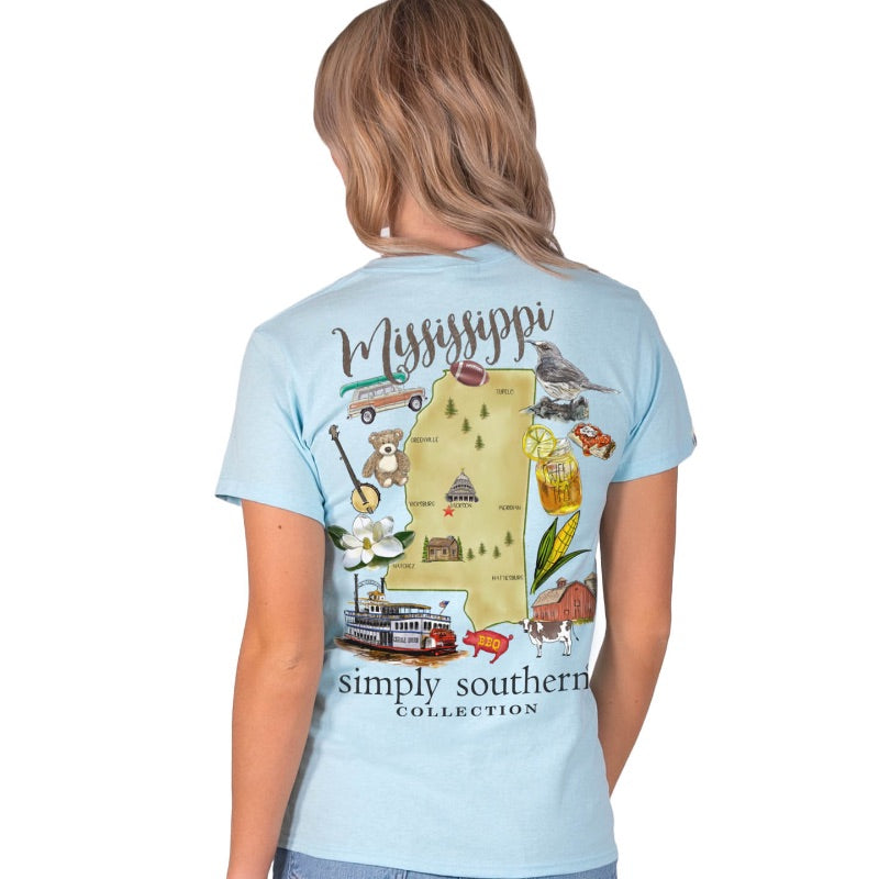 Simply Southern Preppy Mississippi Ice Blue T-Shirt
