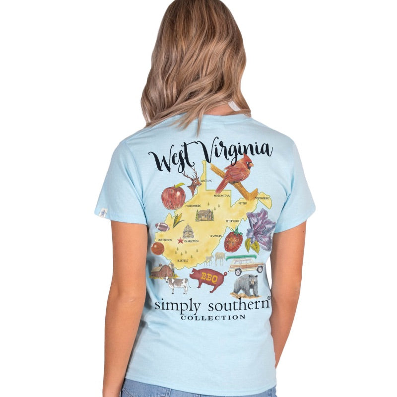 Simply Southern Preppy West Virginia Ice Blue T-Shirt