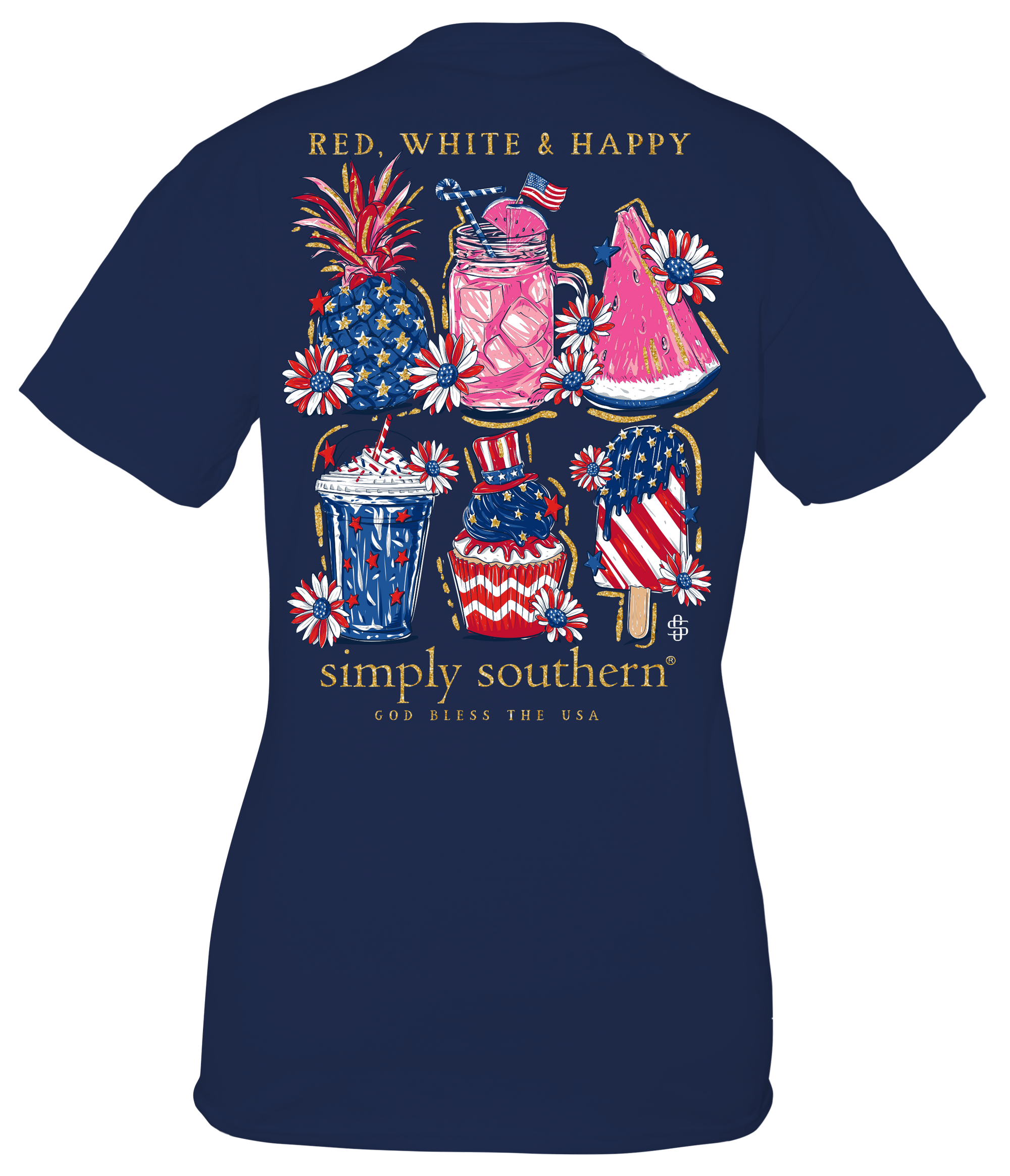 SALE Simply Southern Red White Happy USA T-Shirt