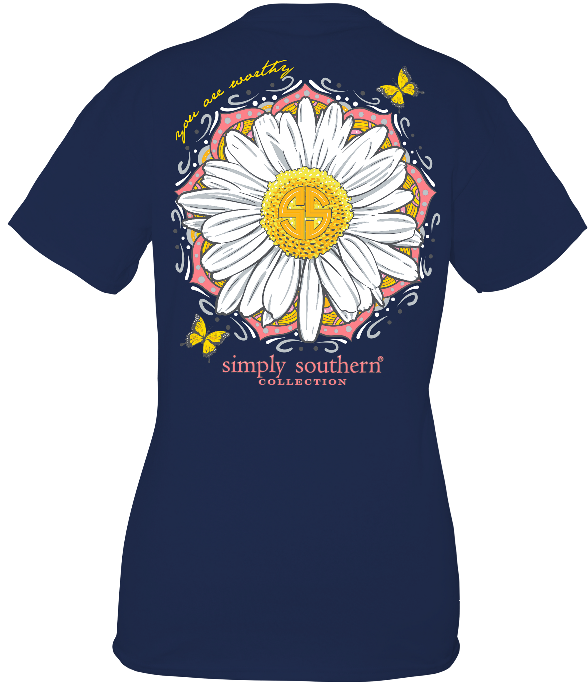Simply Southern Preppy Worthy Butterfly Flower T-Shirt