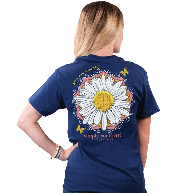 Simply Southern Preppy Worthy Butterfly Flower T-Shirt
