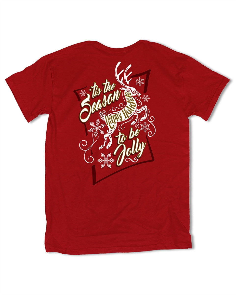 Southern Vine Tis the Season to be Jolly Happy Holidays Christmas Girlie Bright T-Shirt - SimplyCuteTees