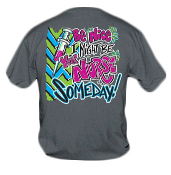 Sweet Thing Funny Be Nice Nurse RN CNA LPN Chevron Girly Bright T Shirt - SimplyCuteTees