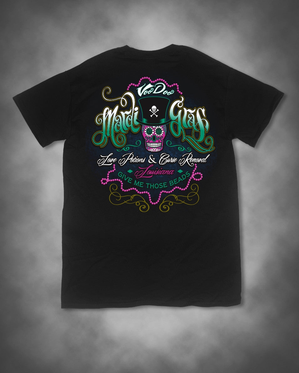 Sweet Thing Mardi Gras Voodoo Sugar Skull Skeleton Beads Bright Girlie T Shirt - SimplyCuteTees