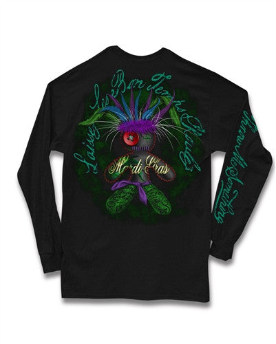 Southern Vine Mardi Gras Vodoo Doll Beads Long Sleeve Girlie Bright T-Shirt - SimplyCuteTees