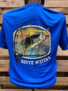 Backwoods South Waters Fishing Bass A-4 Cooling Royal Blue Bright Unisex T Shirt