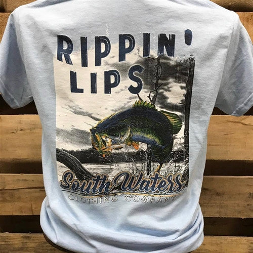 South Waters Rippin Lips Fish Fishing Country unisex Bright T Shirt Small / Light Blue