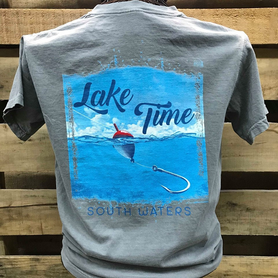 Backwoods South Waters Lake Time Fishing Bright Comfort Colors Unisex T Shirt