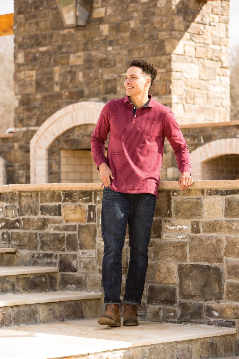 SALE Simply Southern Classic Maroon Unisex Polo Long Sleeve T-Shirt