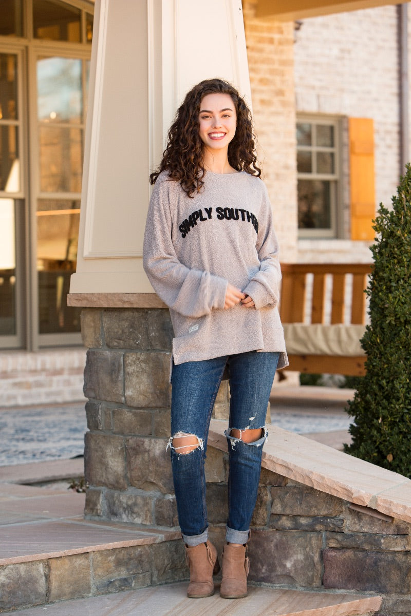 SALE Simply Southern Logo Terry Crew Long Sleeve Sweatshirt