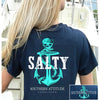 Southern Attitude Preppy Salty Anchor Skull Navy T-Shirt