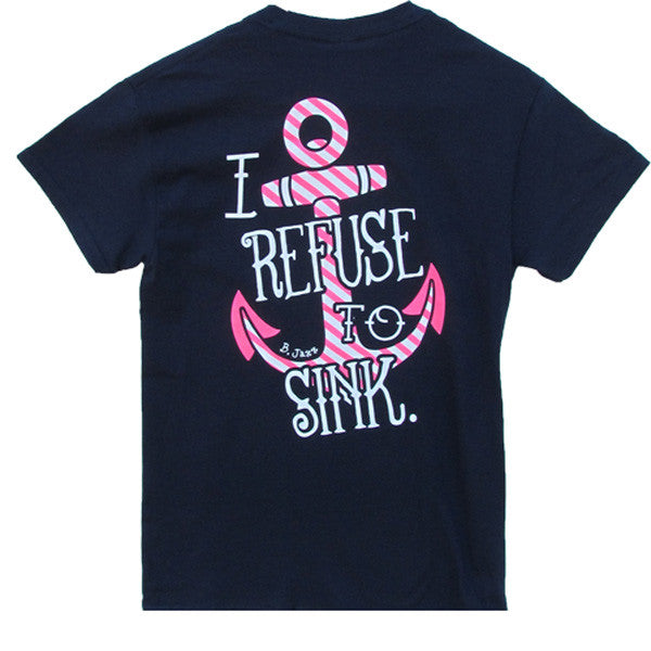 Bjaxx Refuse to Sink Anchor Navy Christian Girlie Bright T Shirt - SimplyCuteTees