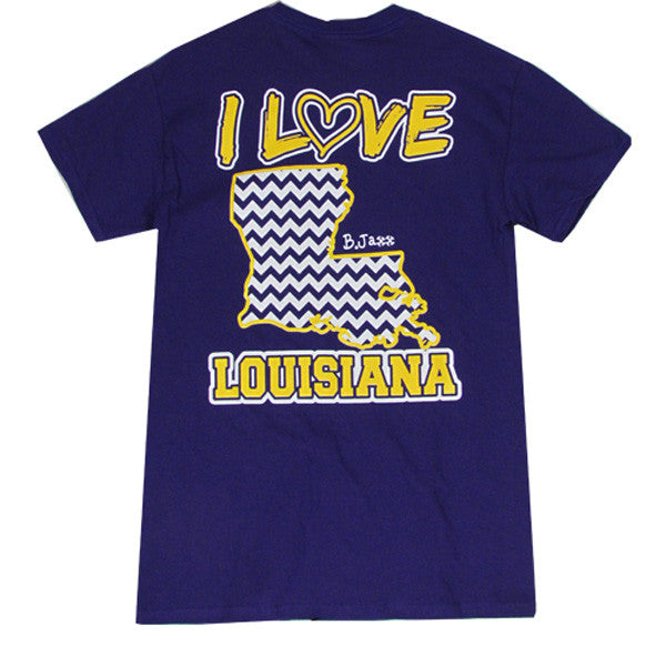 Bjaxx I Love Louisiana Chevron State Southern Girlie Bright T Shirt - SimplyCuteTees