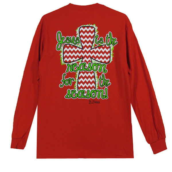 Bjaxx Jesus is the Reason for the Season Cross Christmas Long Sleeve Christian T Shirt - SimplyCuteTees