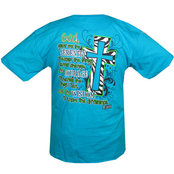 Bjaxx Serenity Zebra Cross Turquiose Christian Girlie Bright T Shirt - SimplyCuteTees