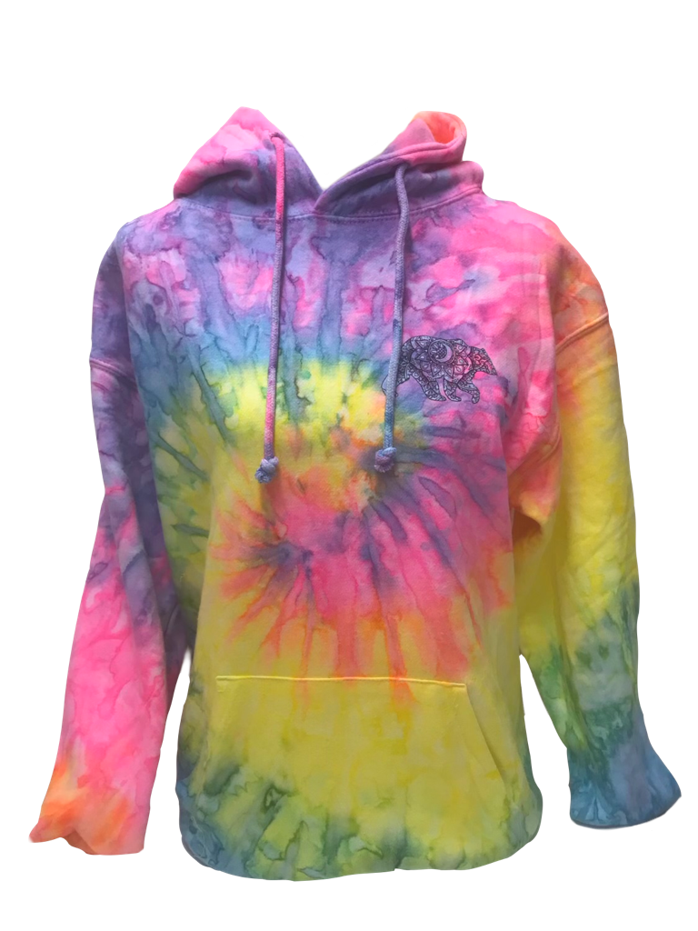 Southern Attitude Tortuga Moon Mandala Bear Tie Dye Pullover Hoodie