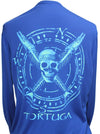 Southern Attitude Tortuga Moon Skull Bones Unisex Sport Tech Blue T-Shirt