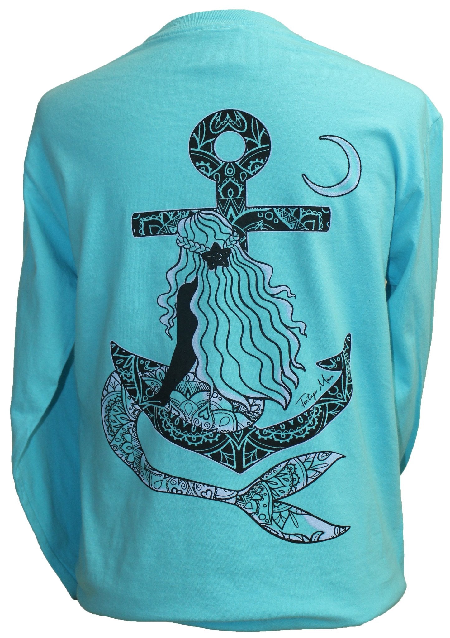 Southern Attitude Tortuga Moon Mermaid Anchor Comfort Colors Long Sleeve T-Shirt