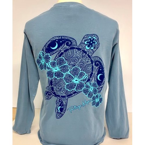 Southern Attitude Tortuga Moon Flower Turtle Comfort Colors Long Sleeve T-Shirt