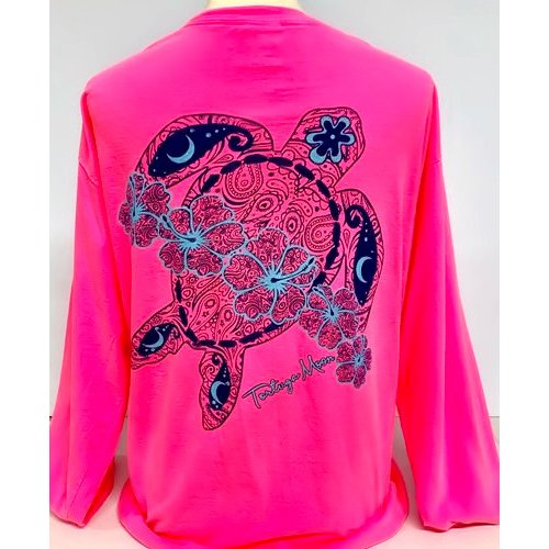 Southern Attitude Tortuga Moon Flower Turtle Comfort Colors Long Sleeve T-Shirt