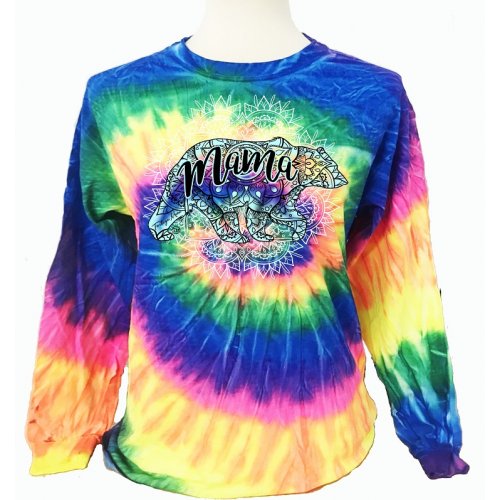 Southern Attitude Tortuga Moon Mandala Mama Bear Neon Tie Dye Long Sleeve T-Shirt