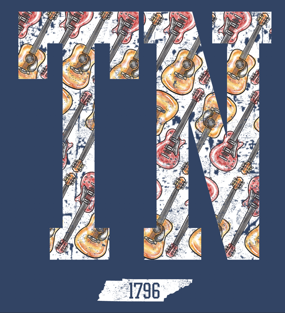 SALE Sassy Frass Tennessee Guitar State Comfort Colors Bright Girlie T Shirt