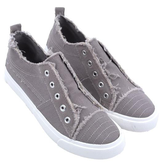 Girlie Girl Originals Preppy Grey Distressed Sneaker Shoes