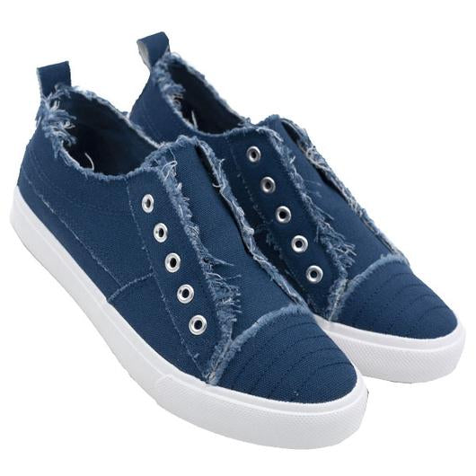 Girlie Girl Originals Preppy Navy Distressed Sneaker Shoes