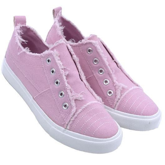 Girlie Girl Originals Preppy Pink Distressed Sneaker Shoes