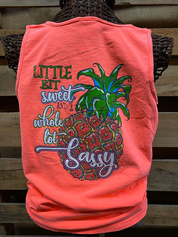 Southern Chics Apparel Pineapple Sweet & Sassy Comfort Colors Girlie Bright T Shirt Tank Top