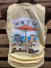 Southern Chics Apparel Take Me to the Southern Shores Dog Beach Comfort Colors Girlie Bright T Shirt Tank Top