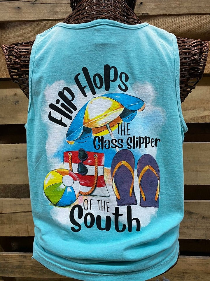 Southern Chics Apparel Flip Flops The Glass Slippers of the South Comfort Colors Girlie Bright T Shirt Tank Top